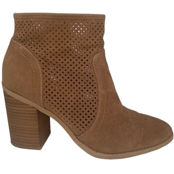 Universal Thread Shoes - Universal Thread Crissy Bootie Brown Laser Cut Stacked Heel